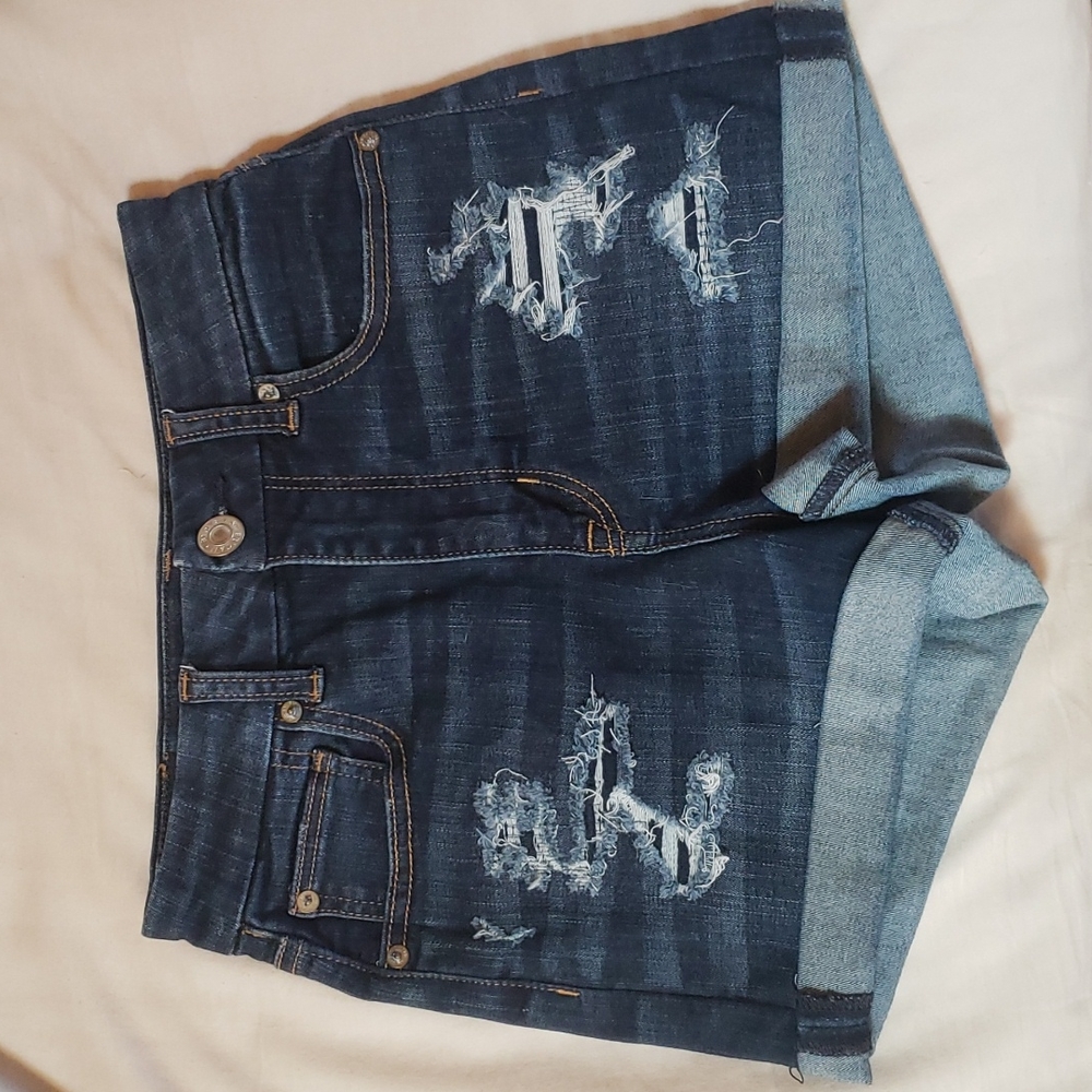 American Eagle, Next Level Stretch, Curvy Hi-rise Shortie, Denim shorts, Size 0.